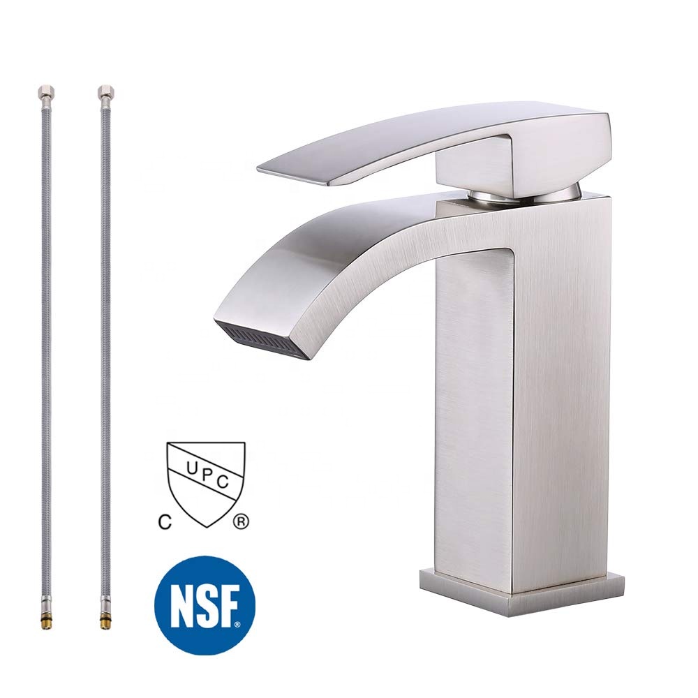 Bathroom Faucet Single Handle One Hole Vanity Sink Faucet cUPC NSF Certified Lead Free Brass Construction, Brushed Nickel